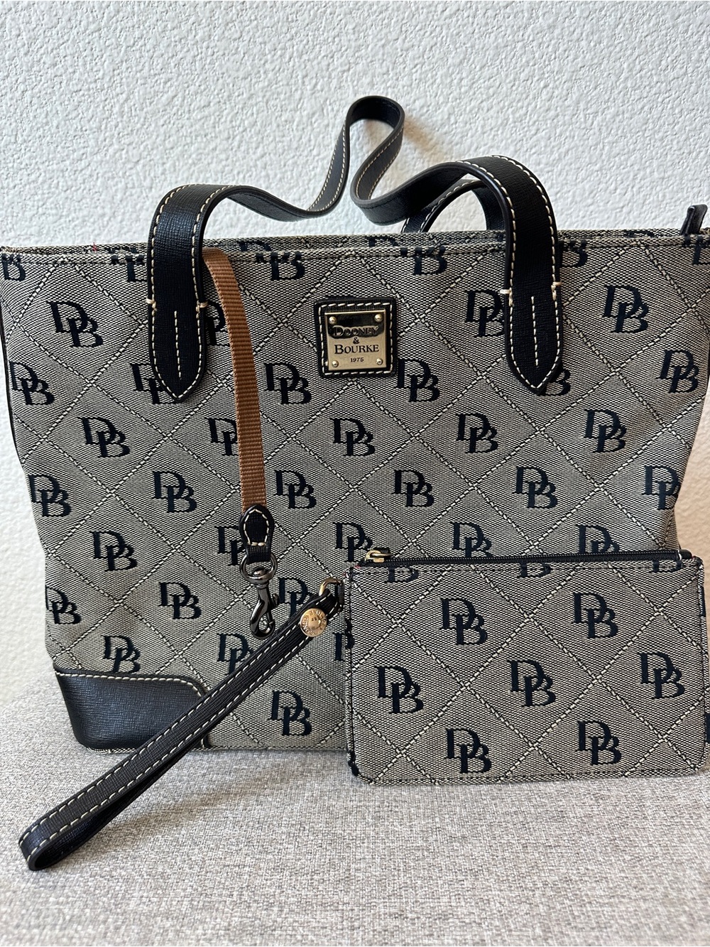 Dooney & Bourke Canvas Classic Quilt Stitch Shoulder Bag and Wristlet Set
